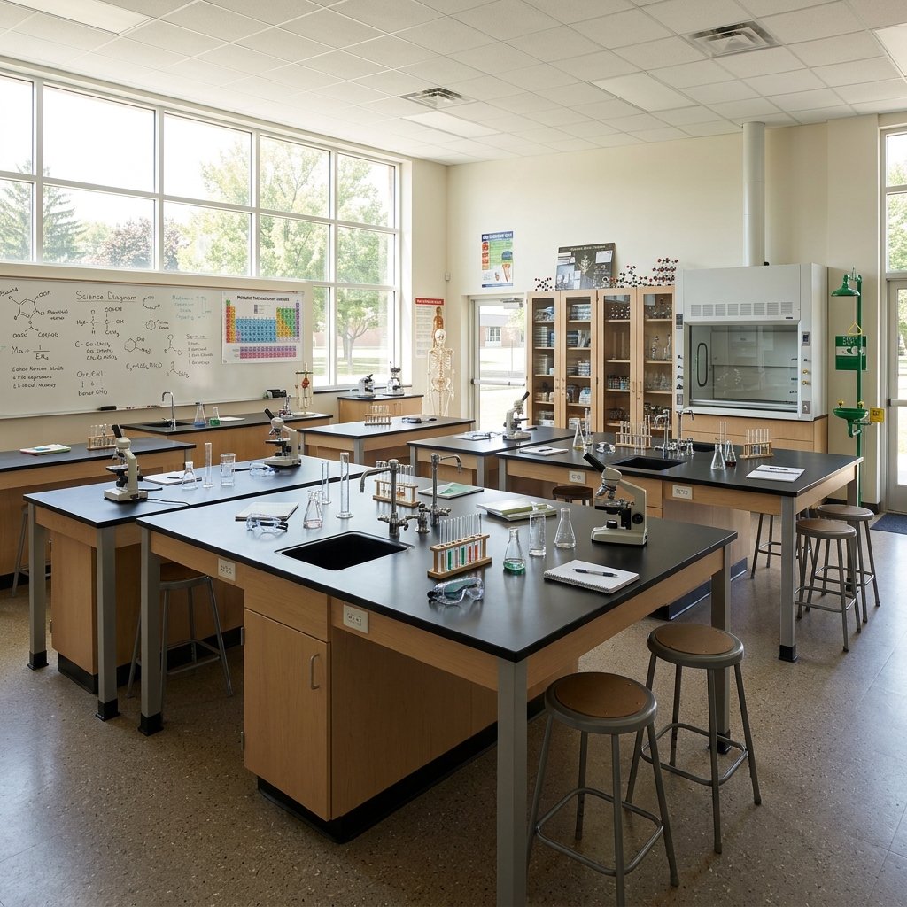 TCGS students performing science laboratory experiment